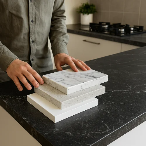 راهنمای انتخاب صفحه روی کابینت (کورین، کوارتز، سنگ)